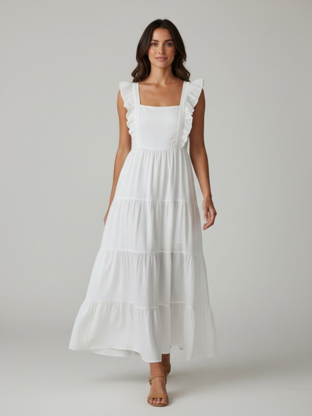 NWT-Altar’d State White Ruffle Tiered Maxi Dress -M- Boho Romantic- MSRP $80